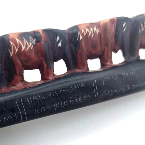 Handcarved Soapstone Elephant Caravan Figurine Kenya Souvenir Hakuna Matata - Picture 6 of 6